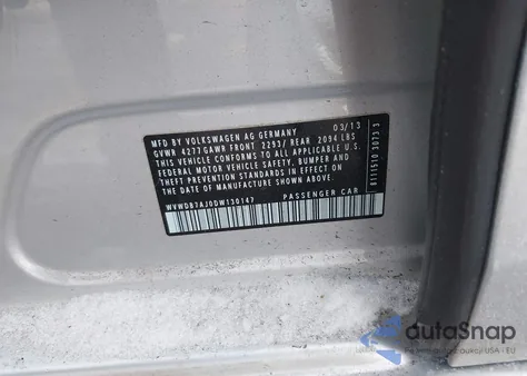 2013 Volkswagen Golf 2.5L 4-Door z USA, uszkodzony, nr VIN WVWDB7AJ0DW130147